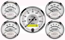 880087 Auto Meter Ford Racing 5 Gauge Kit - White Face