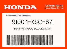 91004-ksc-671 Honda Genuine Bearing Radial Ball 22x47x14 -