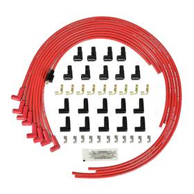 4041 Rlp Universal Spark Plug Wire Set 8.5mm With Red Silicone Jacket And 90 Degree