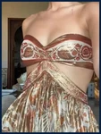 Sexy Print Tube Long Dress Women Strapless Sleeveless Hollow Out Backless Draped. Fixed Price $51.00.