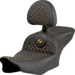 Saddlemen Roadsofa* Fits Seat - Dragon Scale Stitch Gold W/ Backrest. Fixed Price $900.00.