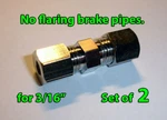 Set Brake Pipe Inline Connectors Couplers No Flare 4.7625MM 3/16. Fixed Price $7.00.