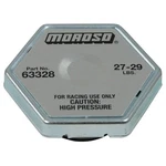 Moroso Radiator Cap 63328; Race Series, Hexagon 27-29 Psi Natural Steel. Fixed Price $24.99.