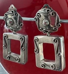 Vtg Brenda Schoenfeld 925 Silver Modernist Dangling Clip-on Earrings 1990. Fixed Price $210.00.