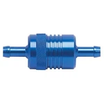 Russell Fuel Filter 645080; 40 Micron Bronze, Blue Anodized Aluminum, 5/16 Barb. Fixed Price $17.41.