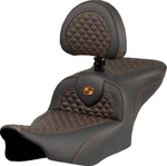 Saddlemen Roadsofa Seat With Driver Backrest Orange Stitch #823-07-208B3. Fixed Price $900.00.