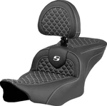 Saddlemen Roadsofa Seat With Driver Backrest White Stitch #823-07-208B6. Fixed Price $900.00.