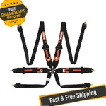 Racequip 854004 Black 6-POINT Camlock Hans Pull-up Lap Seat Belt Set. Fixed Price $349.95.