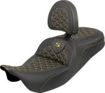 Saddlemen Roadsofa Tri Gripper Fits Seat - Standard Reach Gold Stitch W/. Fixed Price $900.00.