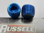 Russell 662040 Blue Anodized Aluminum 1/4" Allen Socket Pipe Plug - Pack. Fixed Price $11.69.