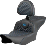 Saddlemen Roadsofa* Fits Seat - Dragon Scale Stitch Blue W/ Backrest. Fixed Price $900.00.