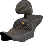 Saddlemen Roadsofa Seat With Driver Backrest Gold Stitch #823-07-208B7. Fixed Price $900.00.
