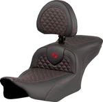 Saddlemen Roadsofa Seat With Driver Backrest Red Stitch #823-07-208B4. Fixed Price $900.00.